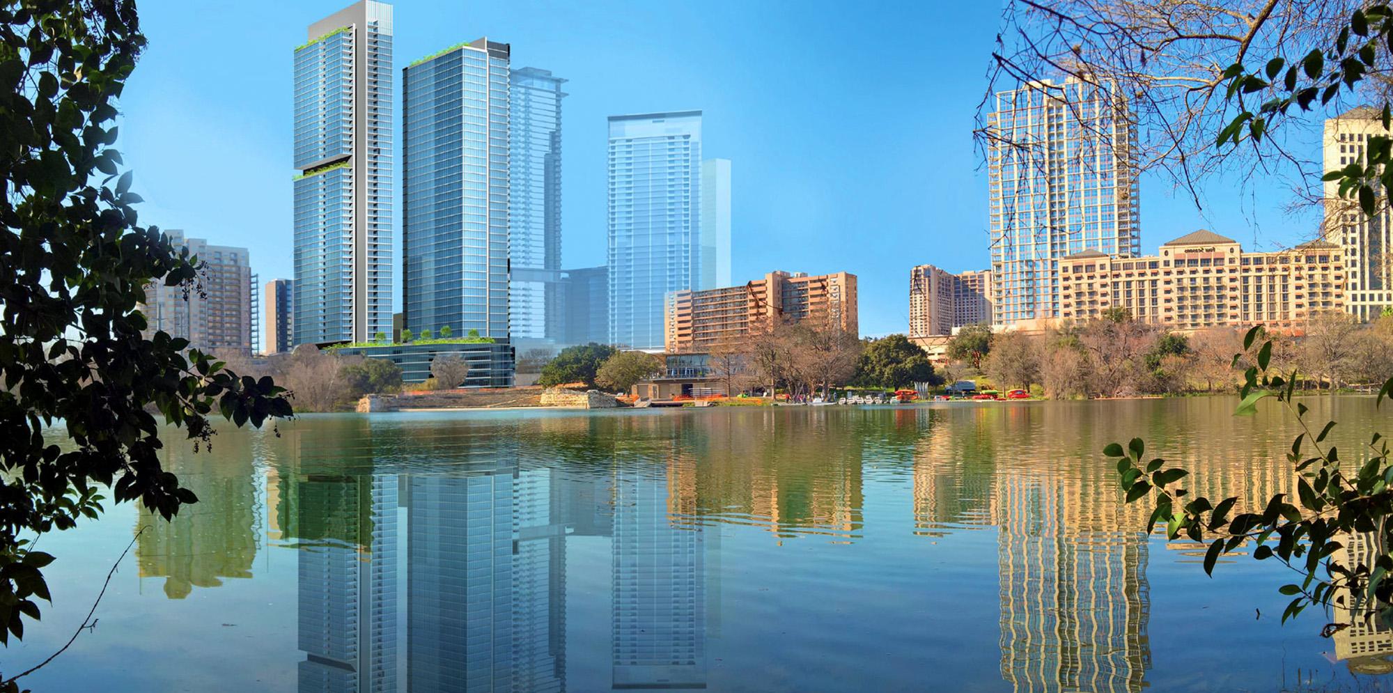 Waller Park Place across water rendering